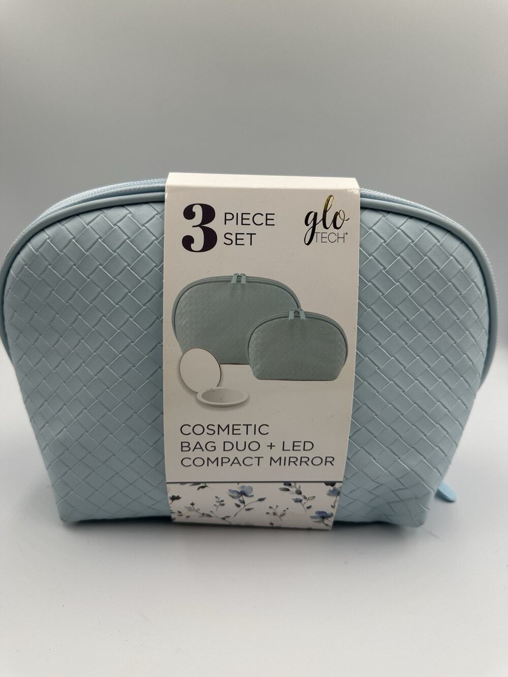 Glo Tech 3 Piece Cosmetic Bag + LED compact Mirror